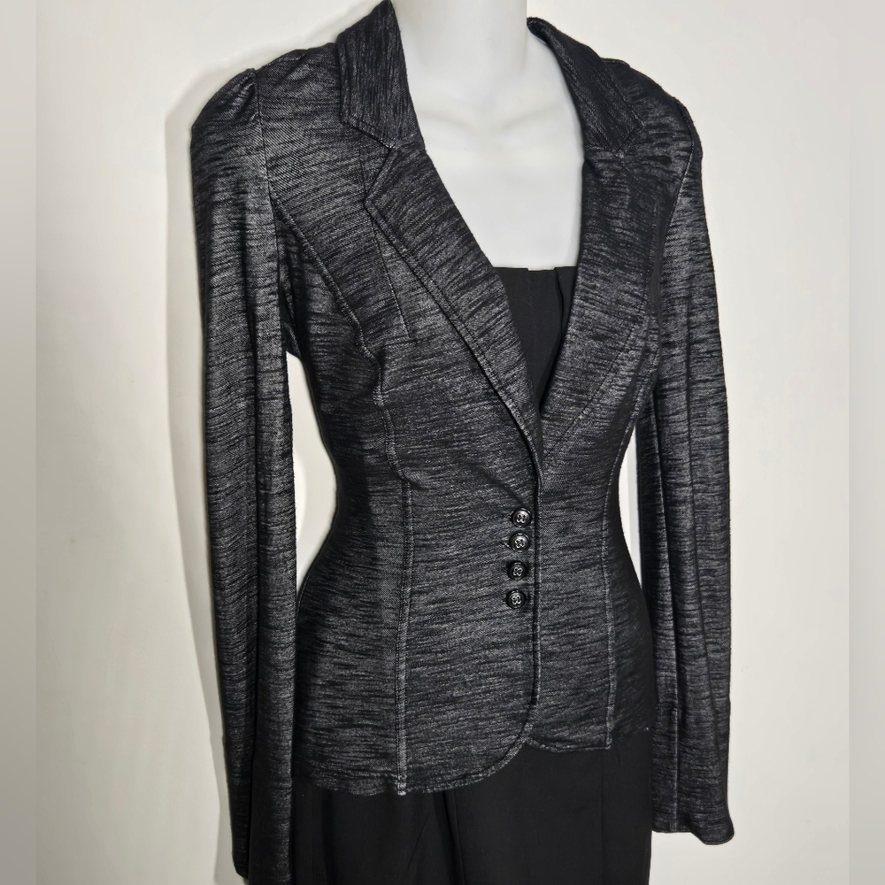 G by Guess Black & Gray Blazer Jacket | Small